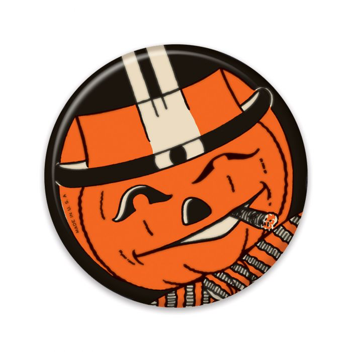 Jack-O-Lantern LG Pumpkin Face Button Vintage Beistle