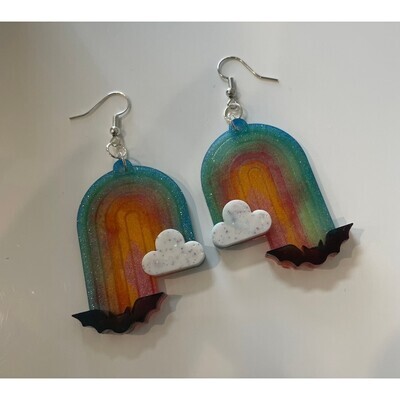 Rainbow Cloud & Bat Earrings