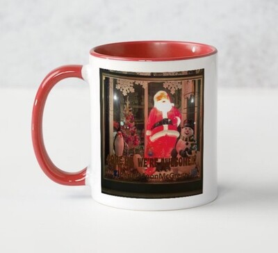 Santa Window Christmas Paper Moon Mug