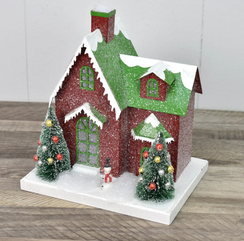 Large 9.5” Light Up Christmas Cottage