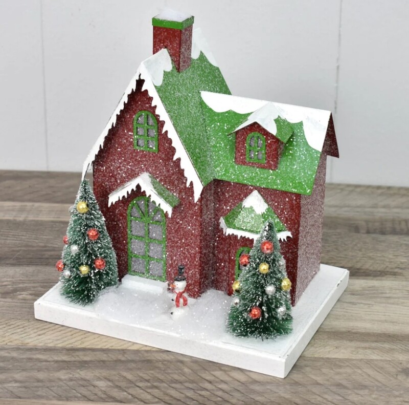 Large 9.5” Light Up Christmas Cottage
