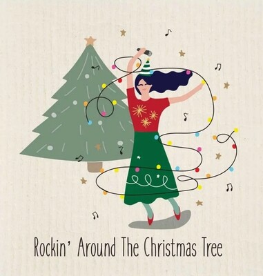 Rocking’ Around The Christmas Tree Dancer Swedish Dishcloth 