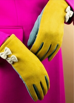 Women’s Winter Gloves, Mustard/Denim
