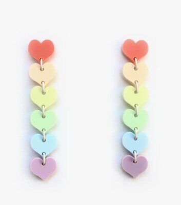Pastel Cascading Rainbow Fabric Button Earrings
