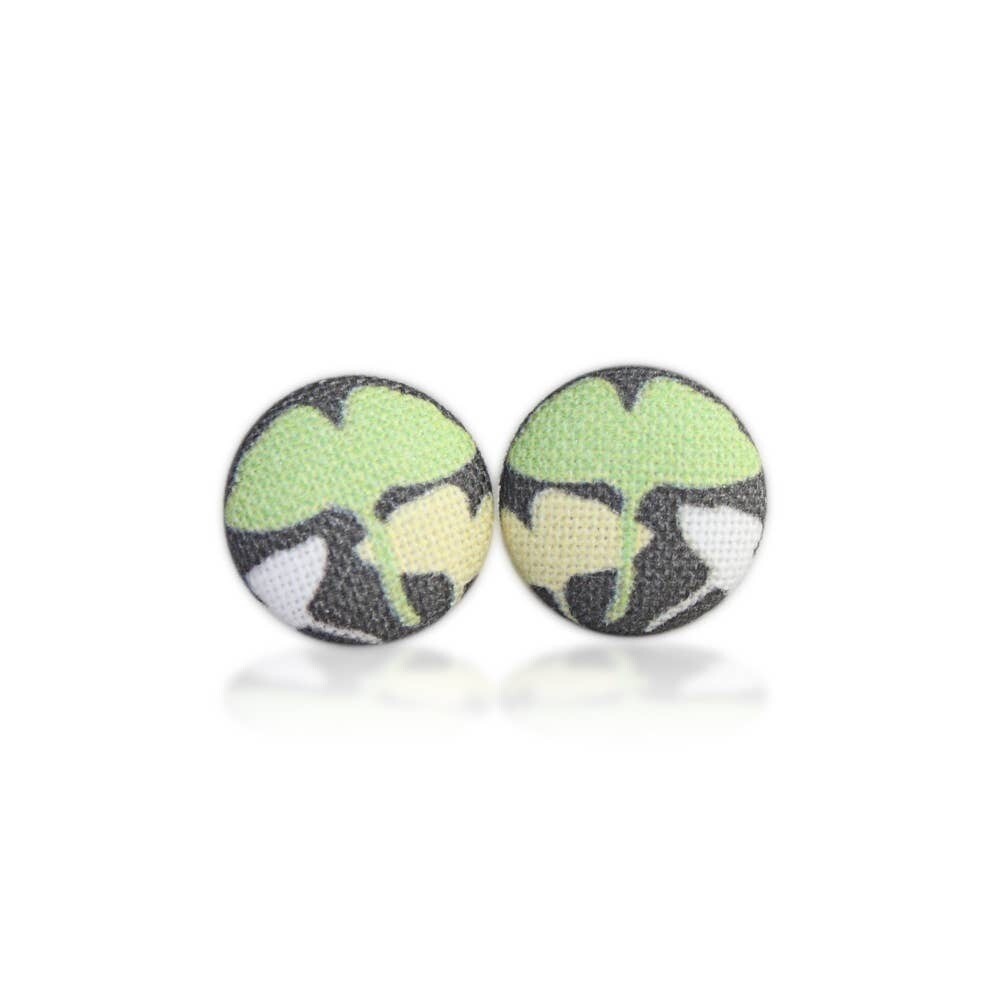 Leaves Fabric Button Earrings 
