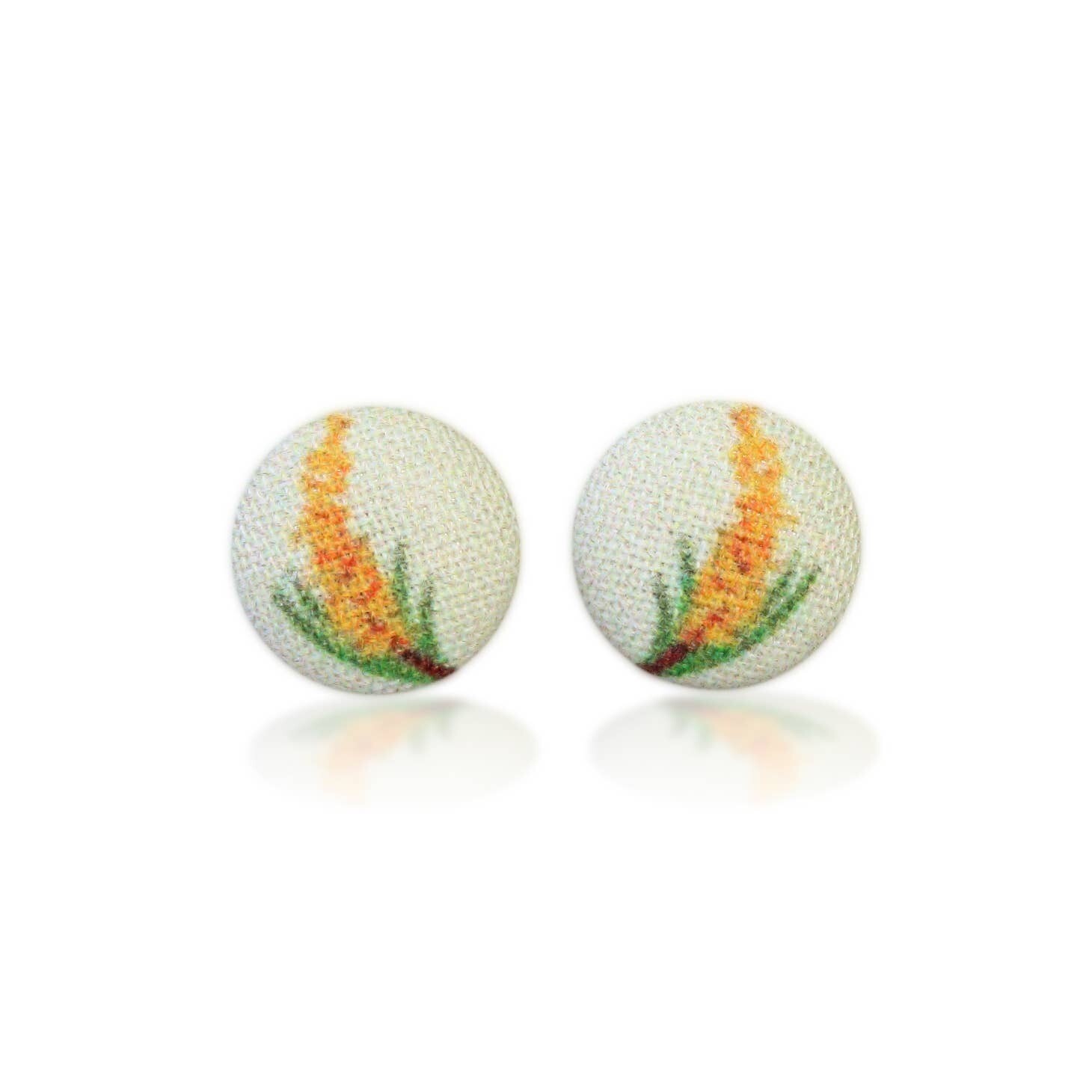 Goldenrod Fabric Button Earrings