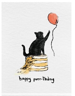 Happy Purr-thday Black Cat Card