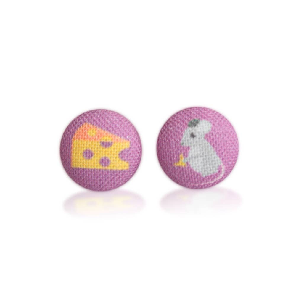 Mouse &amp; Cheese Fabric Butter Earrings