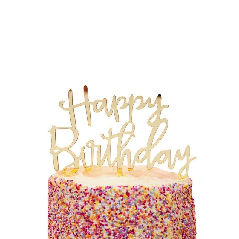 Luxe Gold Acrylic Cake Topper - Happy Birthday
