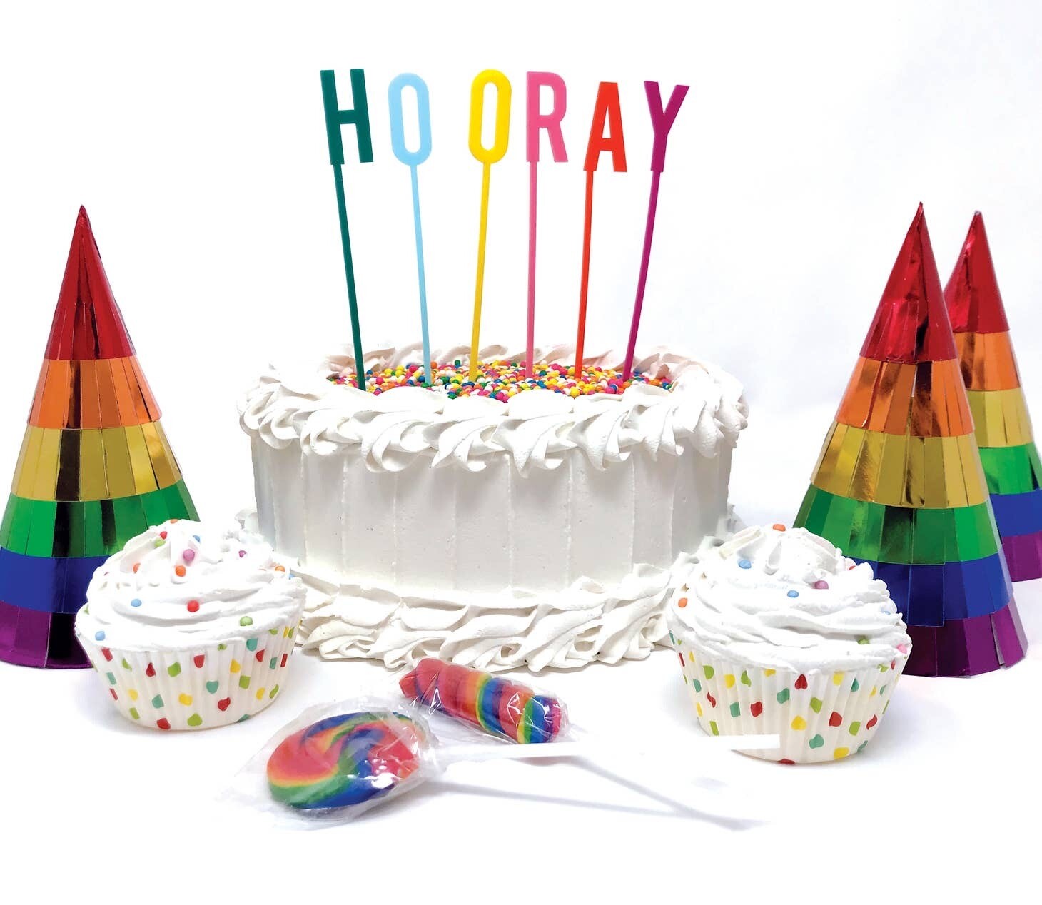 Rainbow Hooray Acrylic Cake Topper