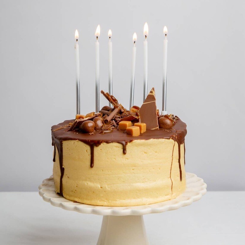 Skinny Silver and White Ombré Cake Candles - 16 Tapers