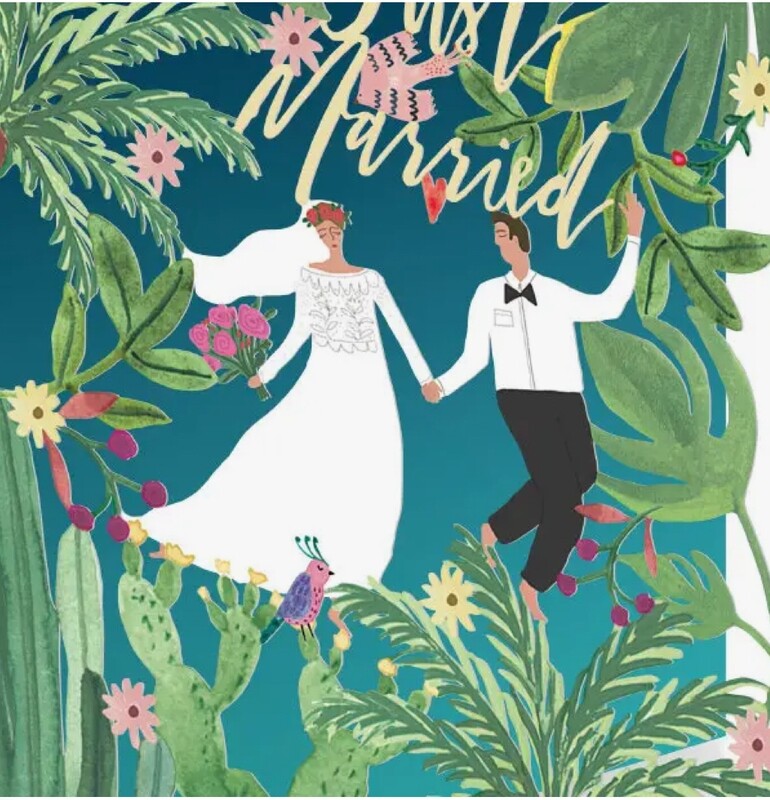 Just Married Over the Rainbow Lasercut Card