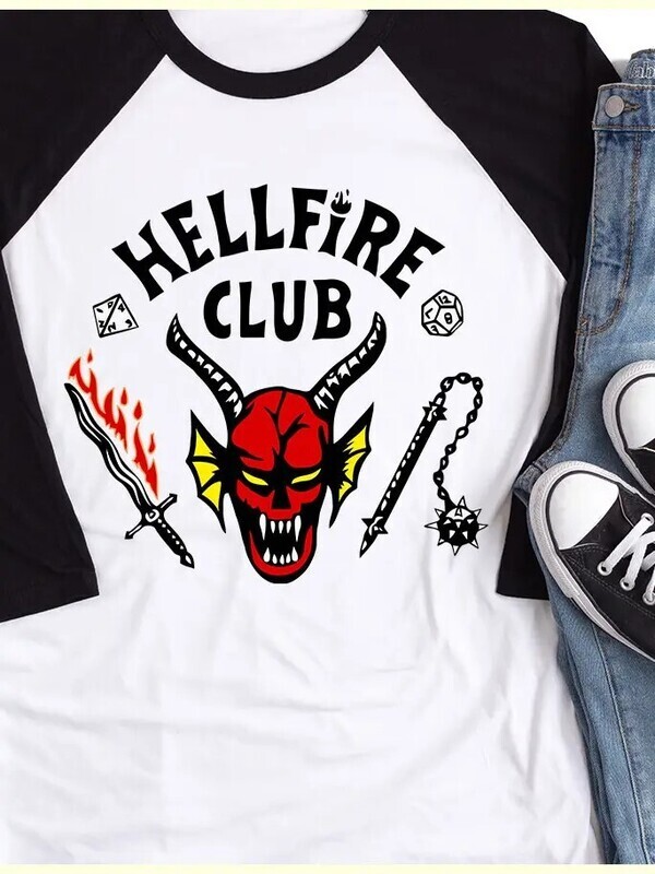 HellFire  Club Baseball T-Shirt (Stranger Things)