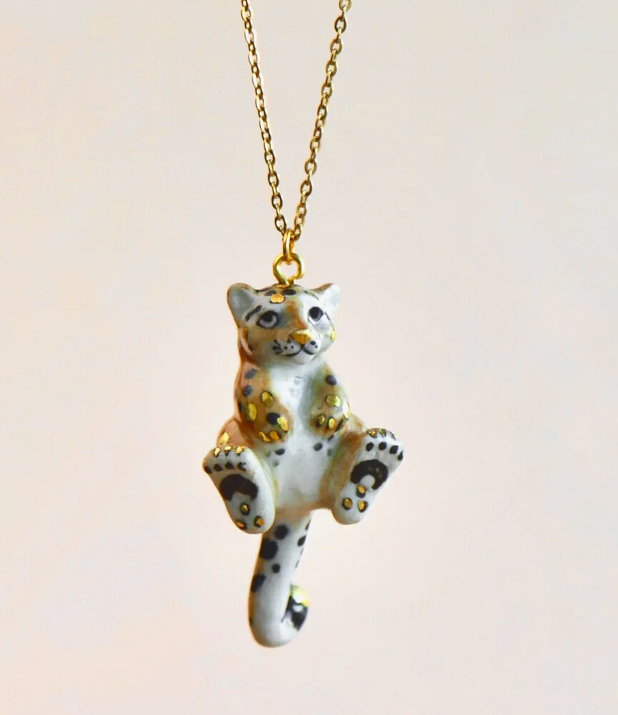 Gold Spotted Leopard Cub Necklace 