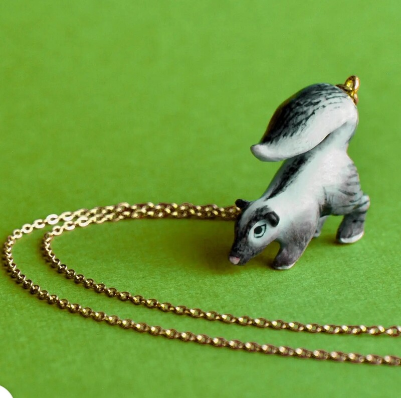 Skunk Porcelain Necklace 