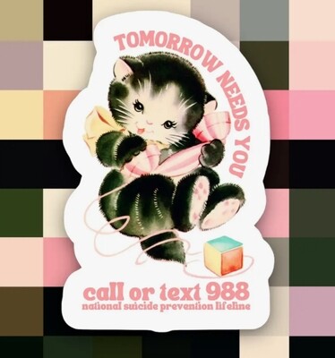 Cat Retro Tomorrow Needs You 988 Sticker