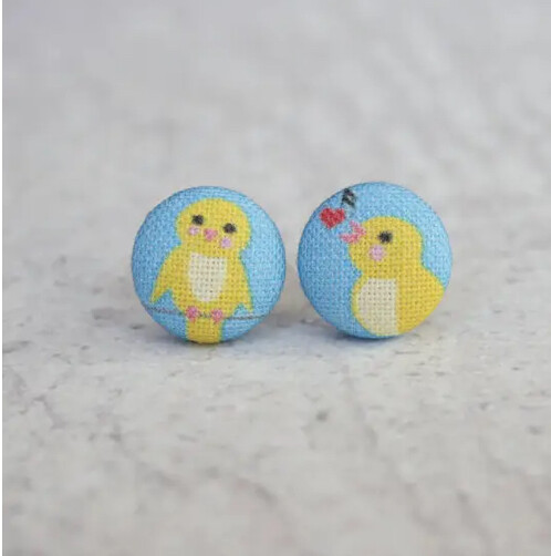 Canaries In Love Fabric Earrings