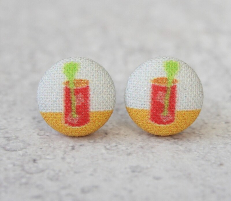 Bloody Mary Fabric Button Earrings