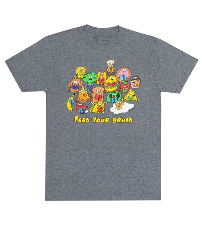 Feed Your Brain Adult Grey T-Shirt