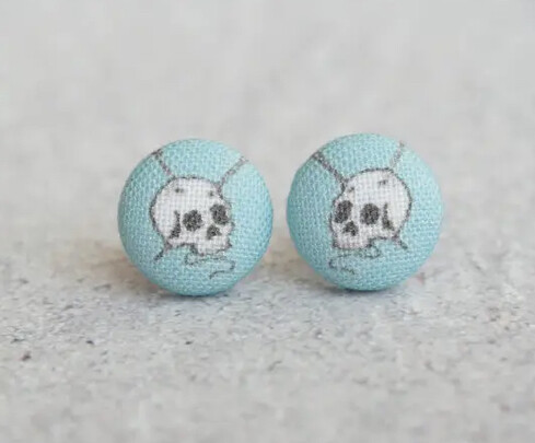 Knit or Die Fabric Button Earrings