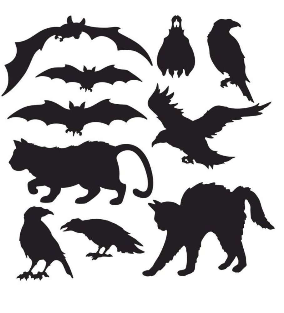 Halloween Silhouettes Cats, Bats and Crows