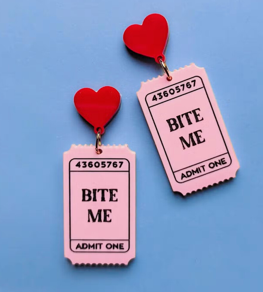 Snarky Ticket Valentine Acrylic Earrings