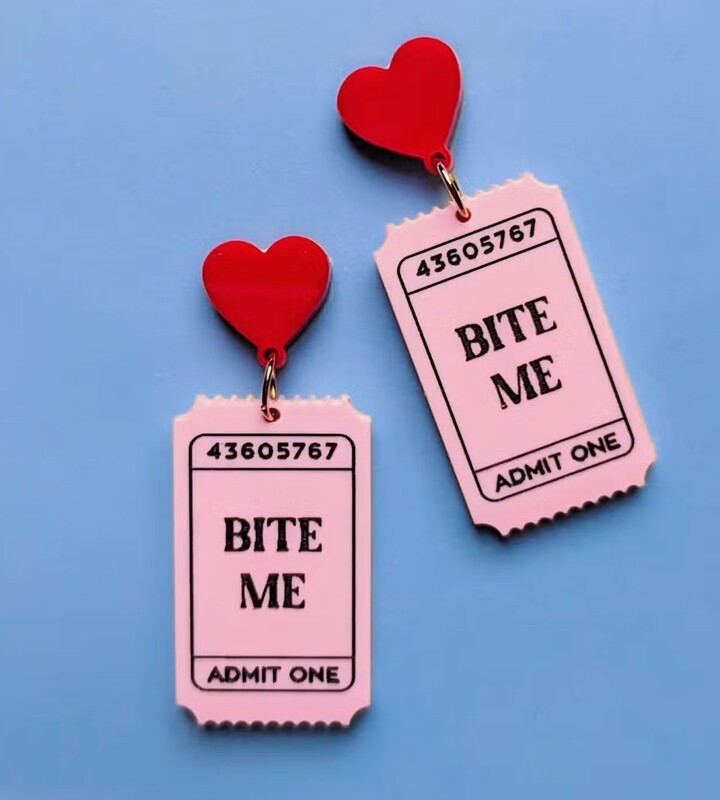 Snarky Ticket Valentine Acrylic Earrings