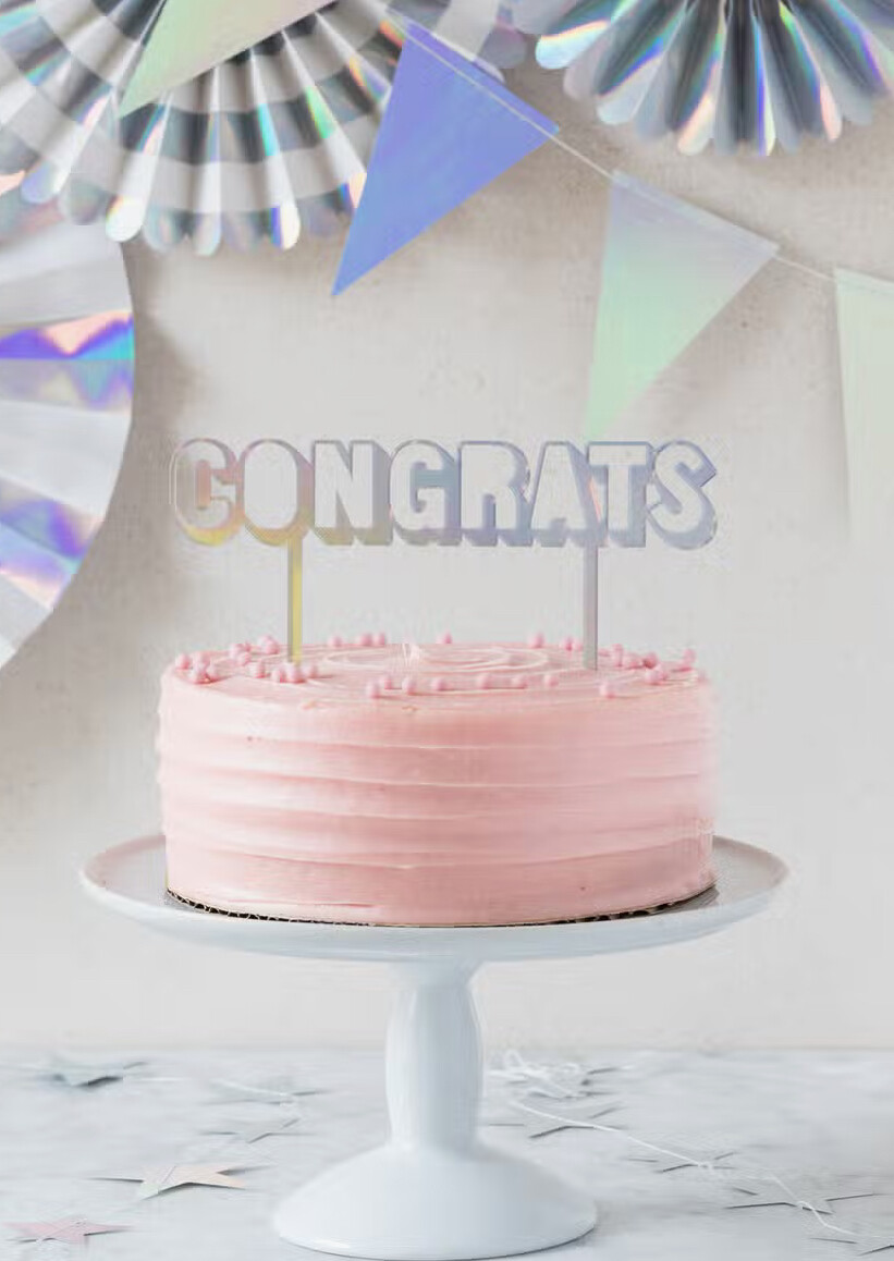 Congrats Holographic Cake Topper