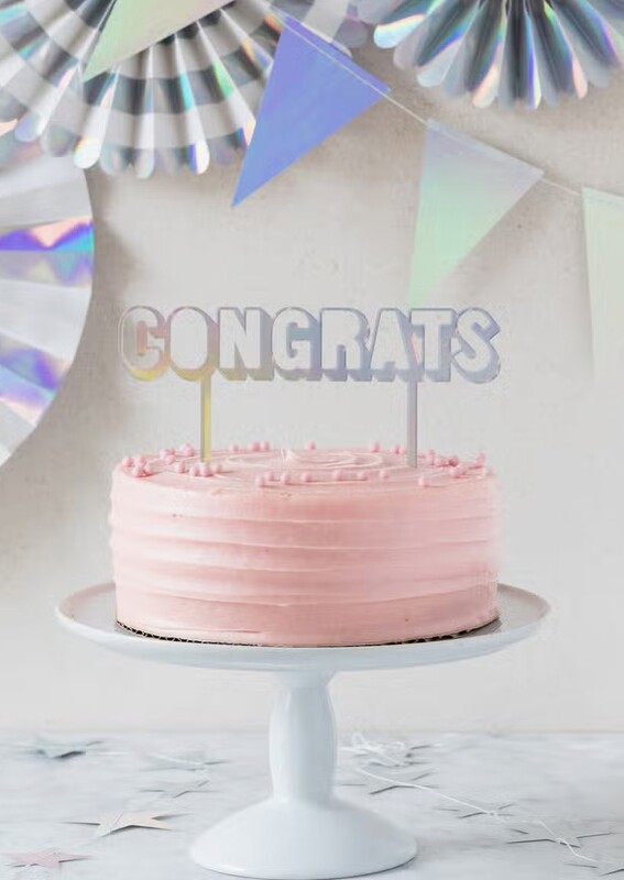 Congrats Holographic Cake Topper