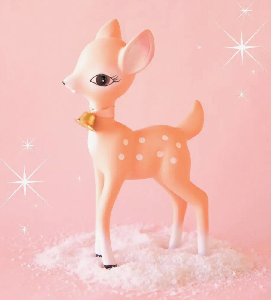 Peach Retro Deer Figurine