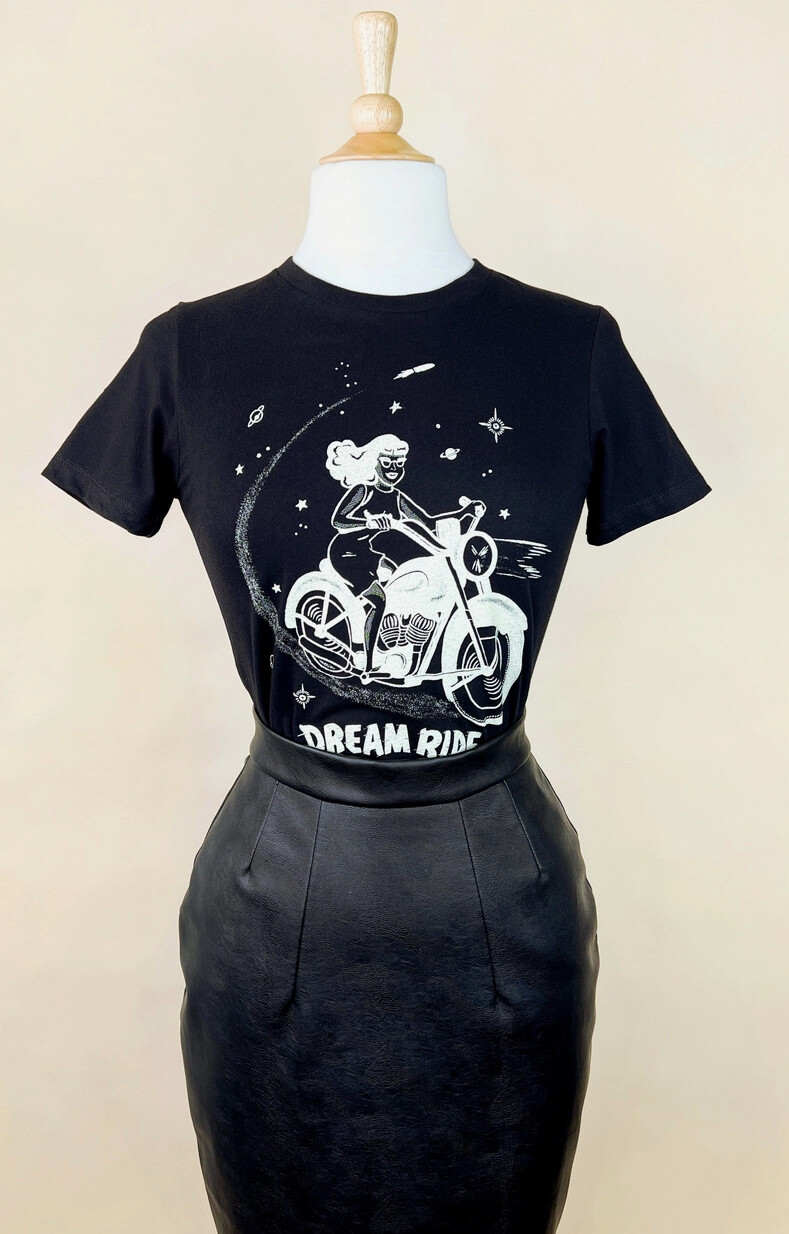 Dream Ride Fitted Tee in Black