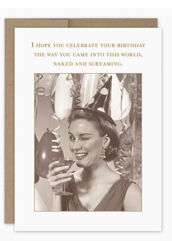 Naked And Screaming Bday Card