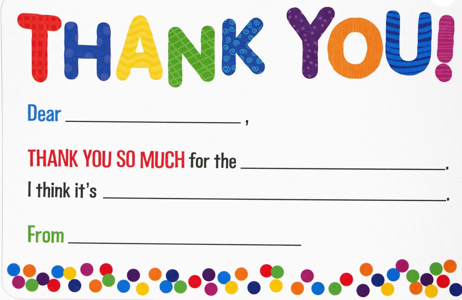 Kids Fill-in Thank You Notes 