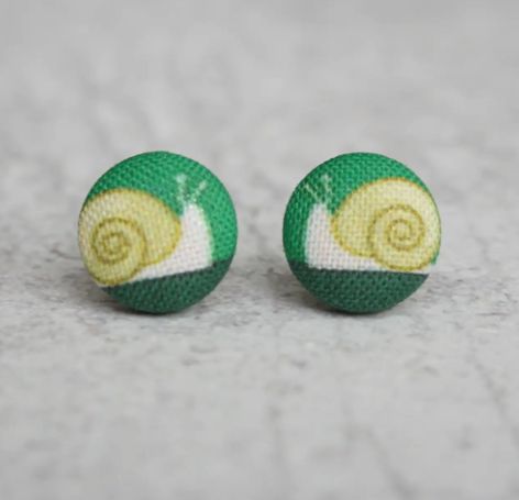 Snail Fabric Button Earrings