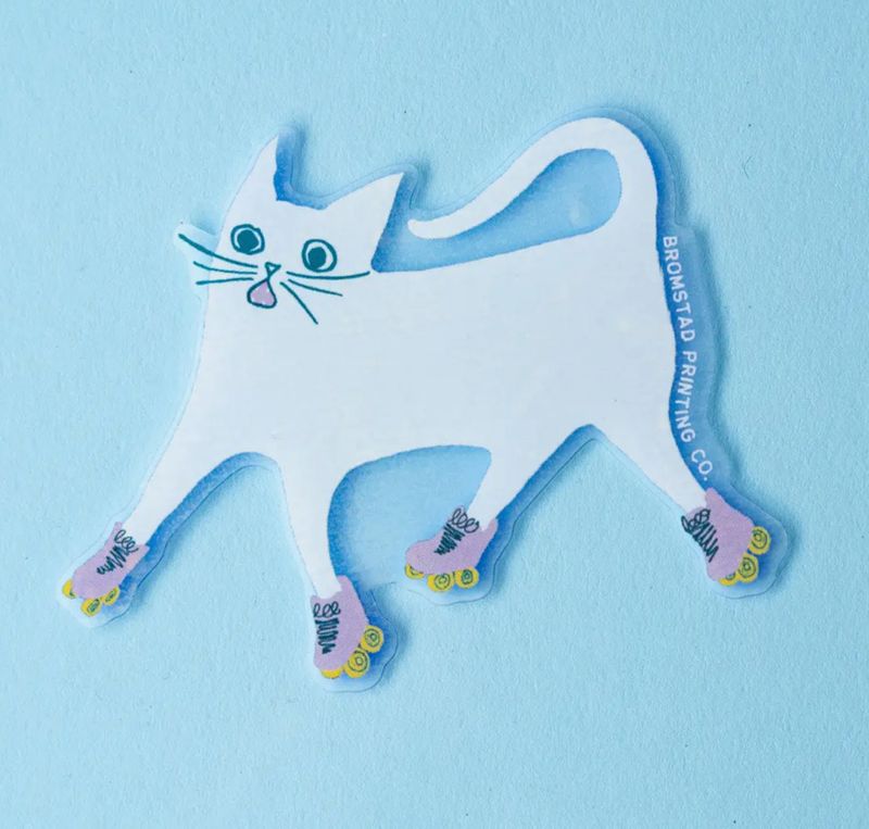Rollerskate Cat Clear Sticker