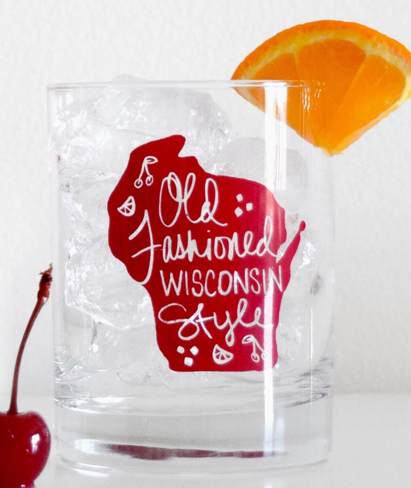 Wisconsin Old Fashioned Glass Red