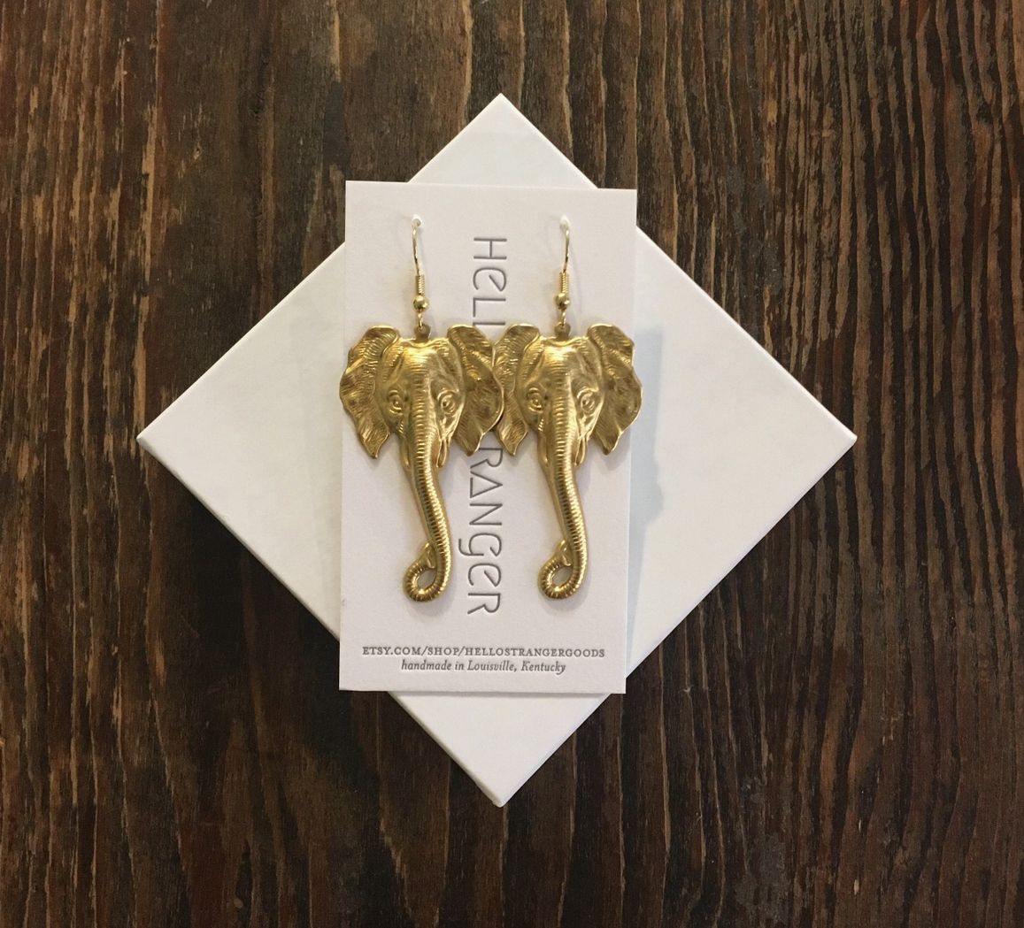 Brass Elephant Earrings
