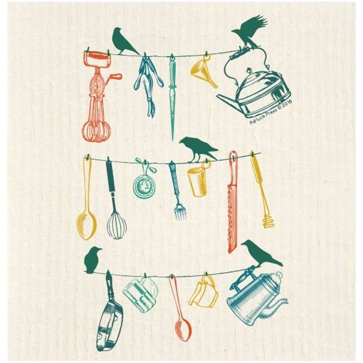 Utensils On Wire Swedish Dishcloth