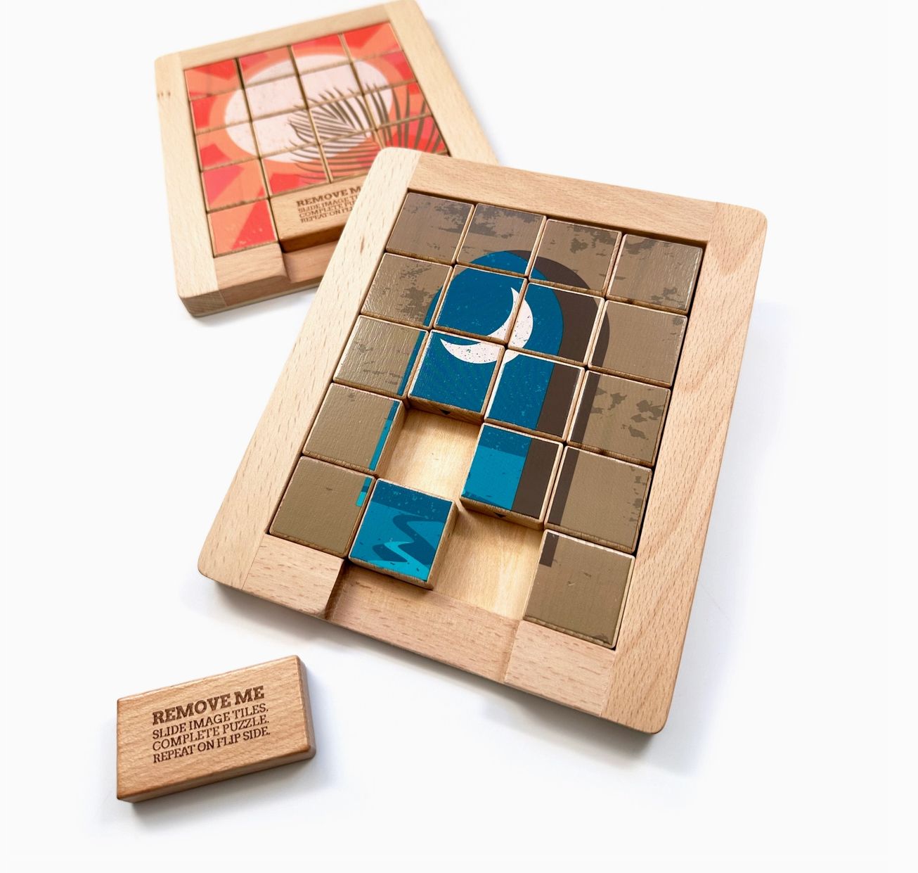 Day vs Night Dualities Wooden Sliding Puzzle 