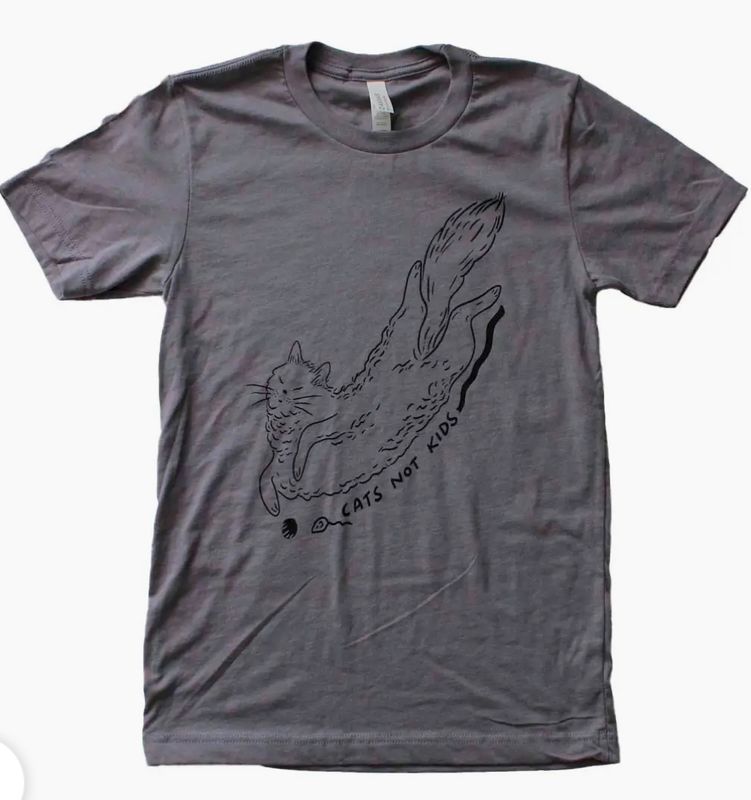 Grey Cats Not Kids Laying Down T-Shirt