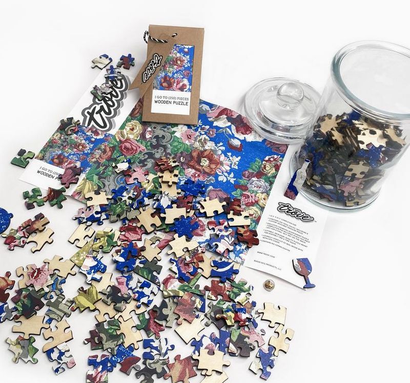 Floral Table Cover 250 Pc Puzzle In Glass Jar