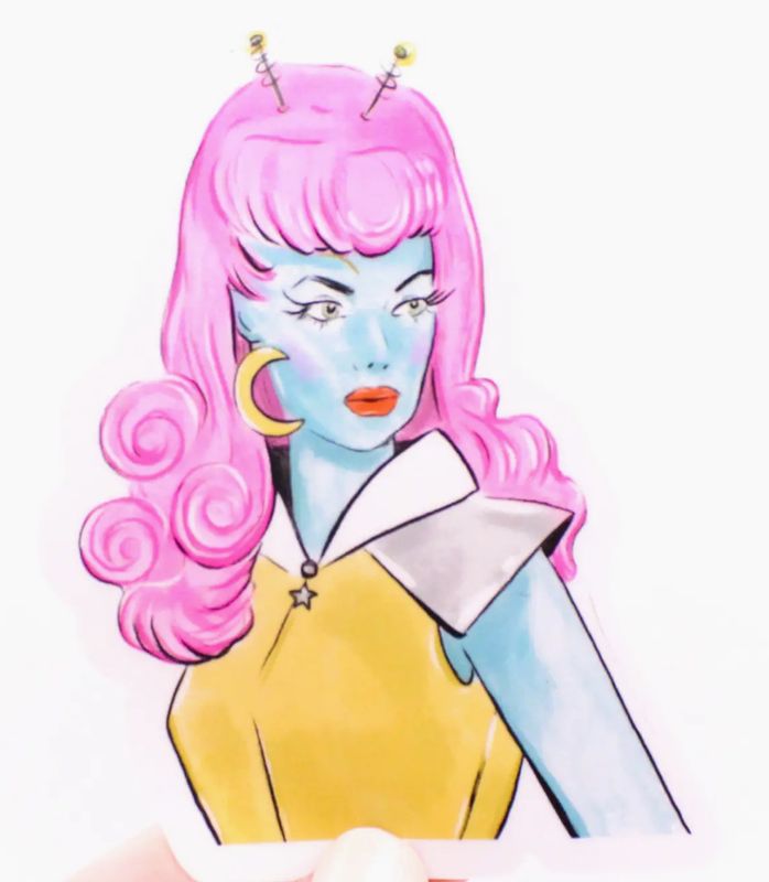 Retro Alien Vinyl Sticker 