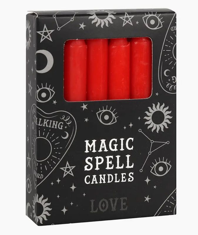 &quot;Love&quot; Magic Spell Red Candles Set of 12