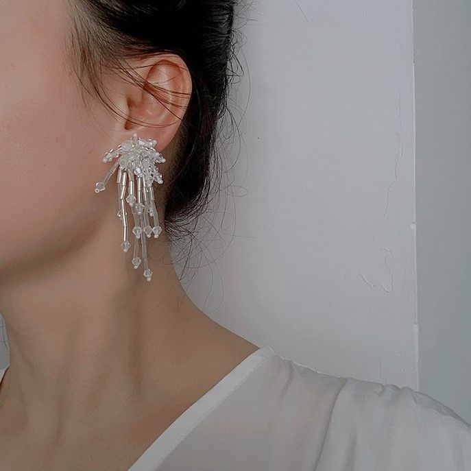 Fireworks Retro Elegant Dress Earrings - White