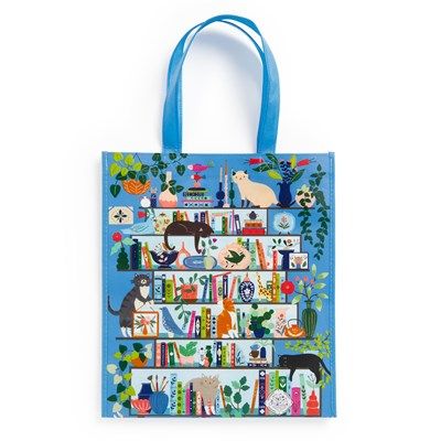 Tote Bag, Cats on a Bookshelf