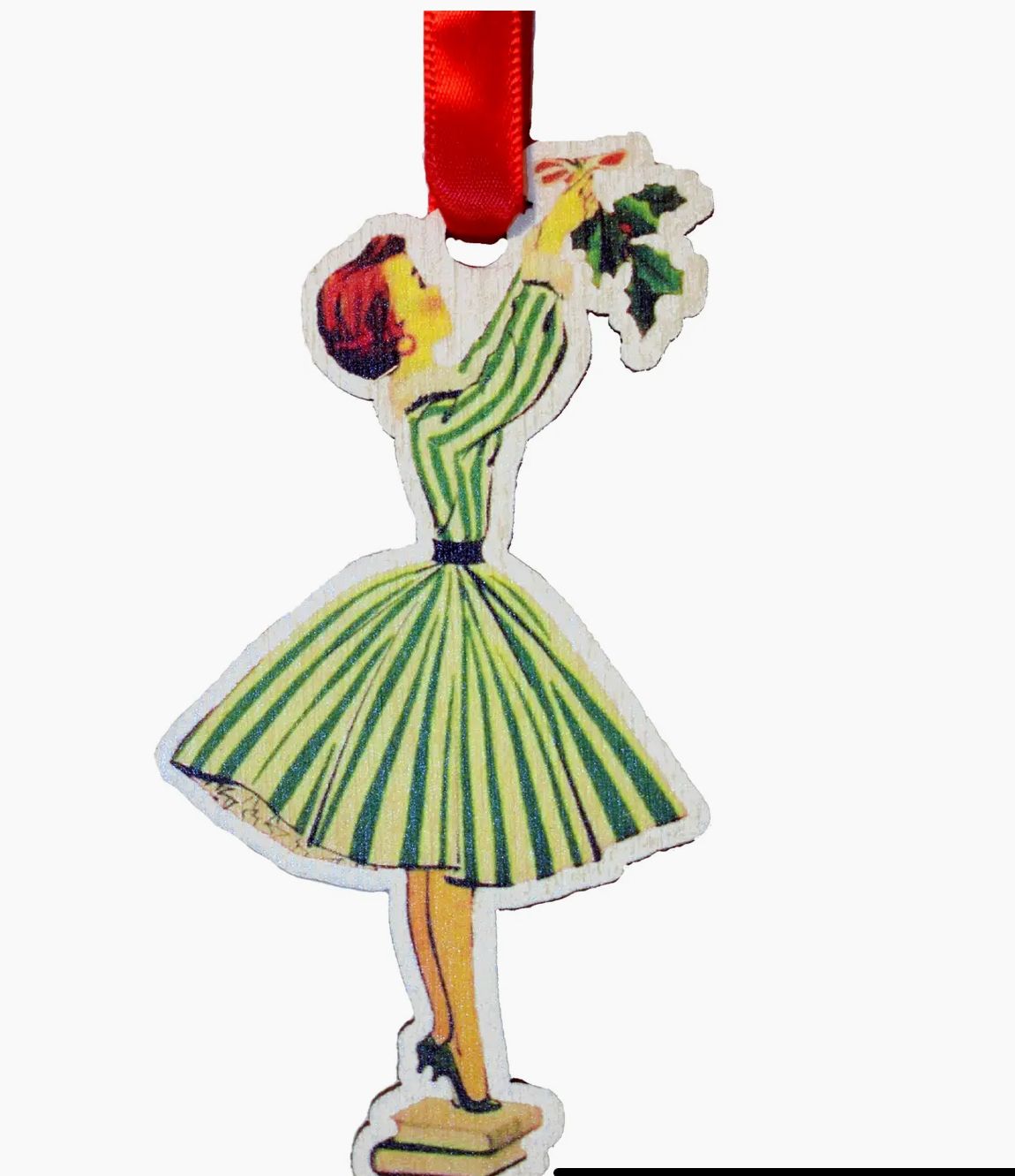 Vintage Lady Hanging Mistletoe Ornament