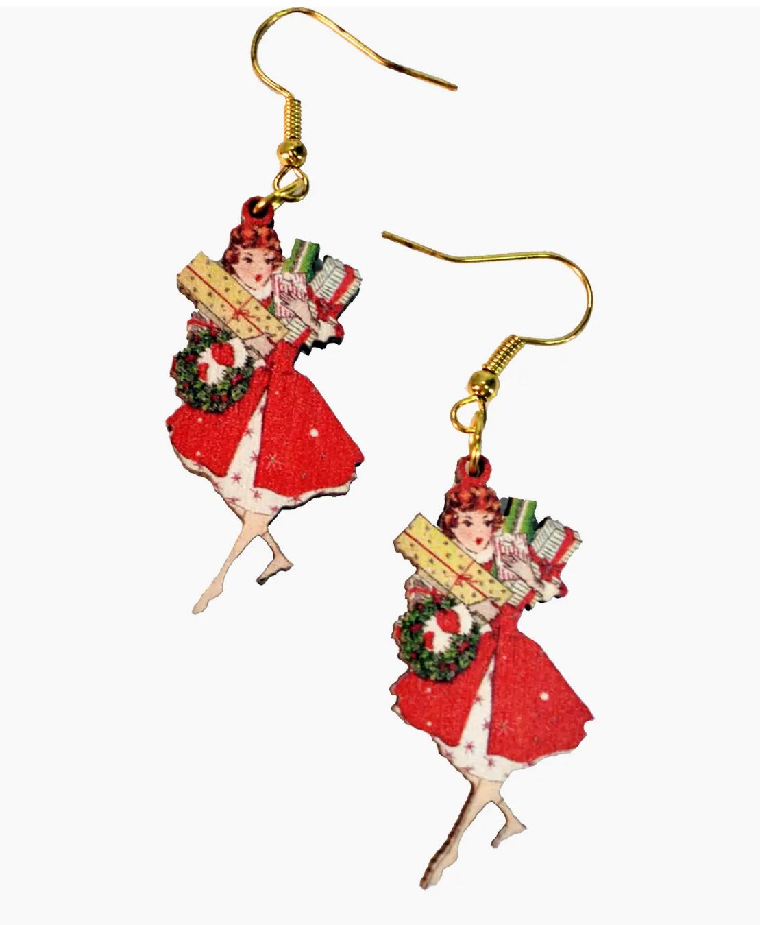 Vintage Lady with Presents Earrings