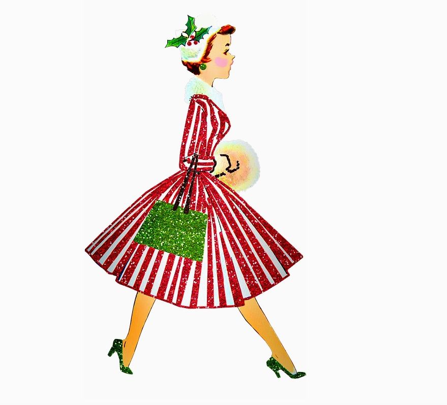 Vintage Christmas Lady Sticker