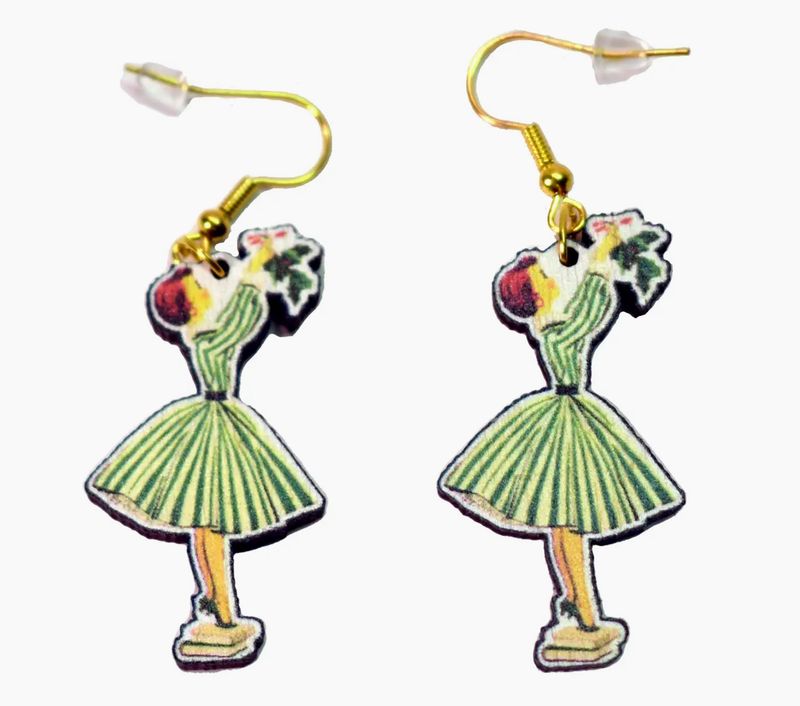 Vintage Lady Hanging Mistletoe Earrings