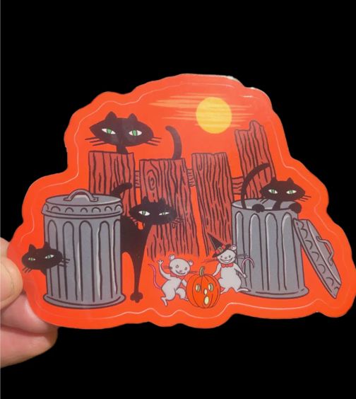 Trash Kitties Halloween Cats 4” Sticker